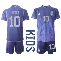 Argentína Lionel Messi #10 Vonkajší Detský futbalový dres MS 2022 Krátky Rukáv (+ trenírky)